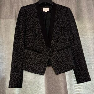 Ann Taylor Loft Black Gray Leopard Blazer Size 4 Office Work